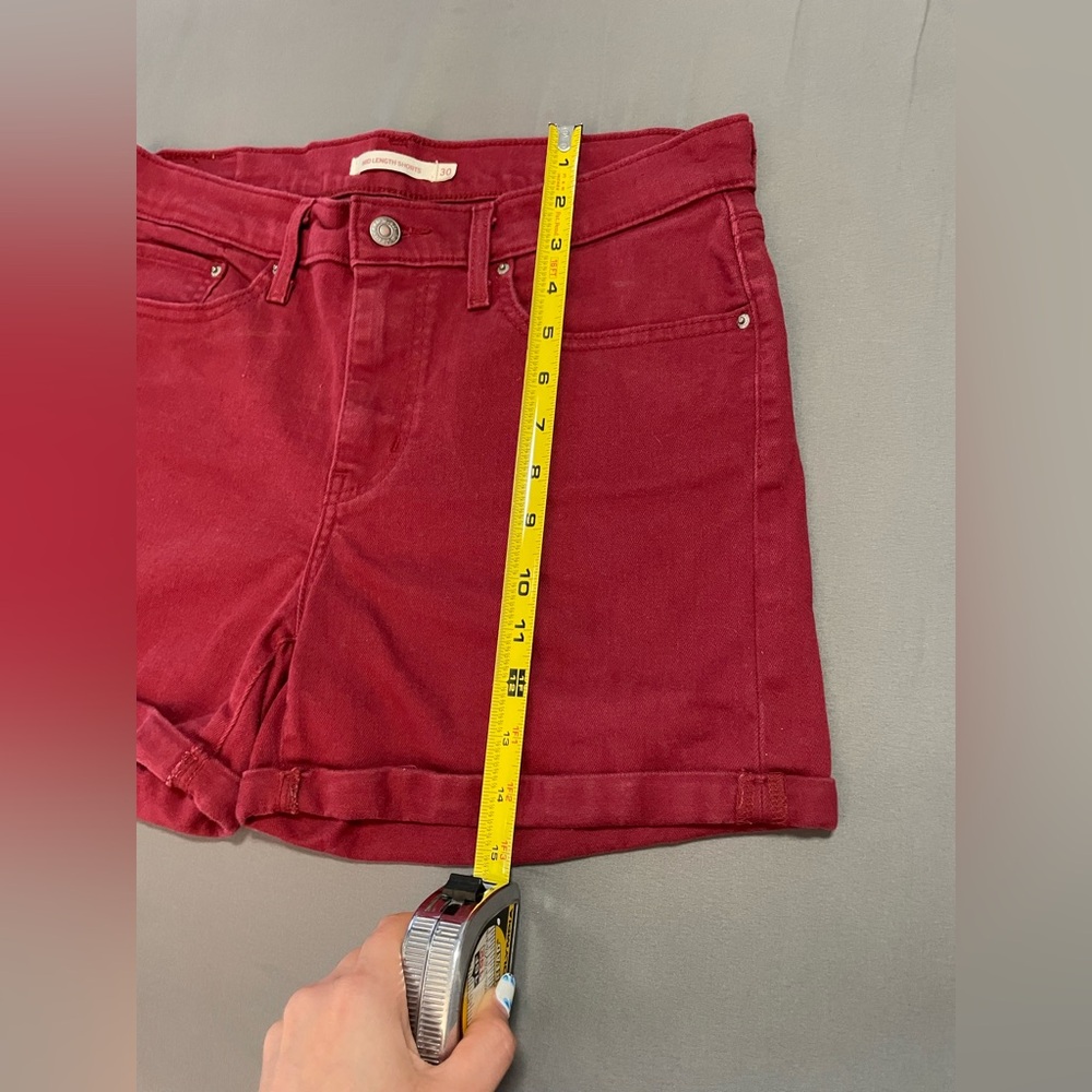 Levi's ❤️Mid Lenght Women's Cherry Red Jean Shorts, size 30 (EUC) - Picture 7 of 9